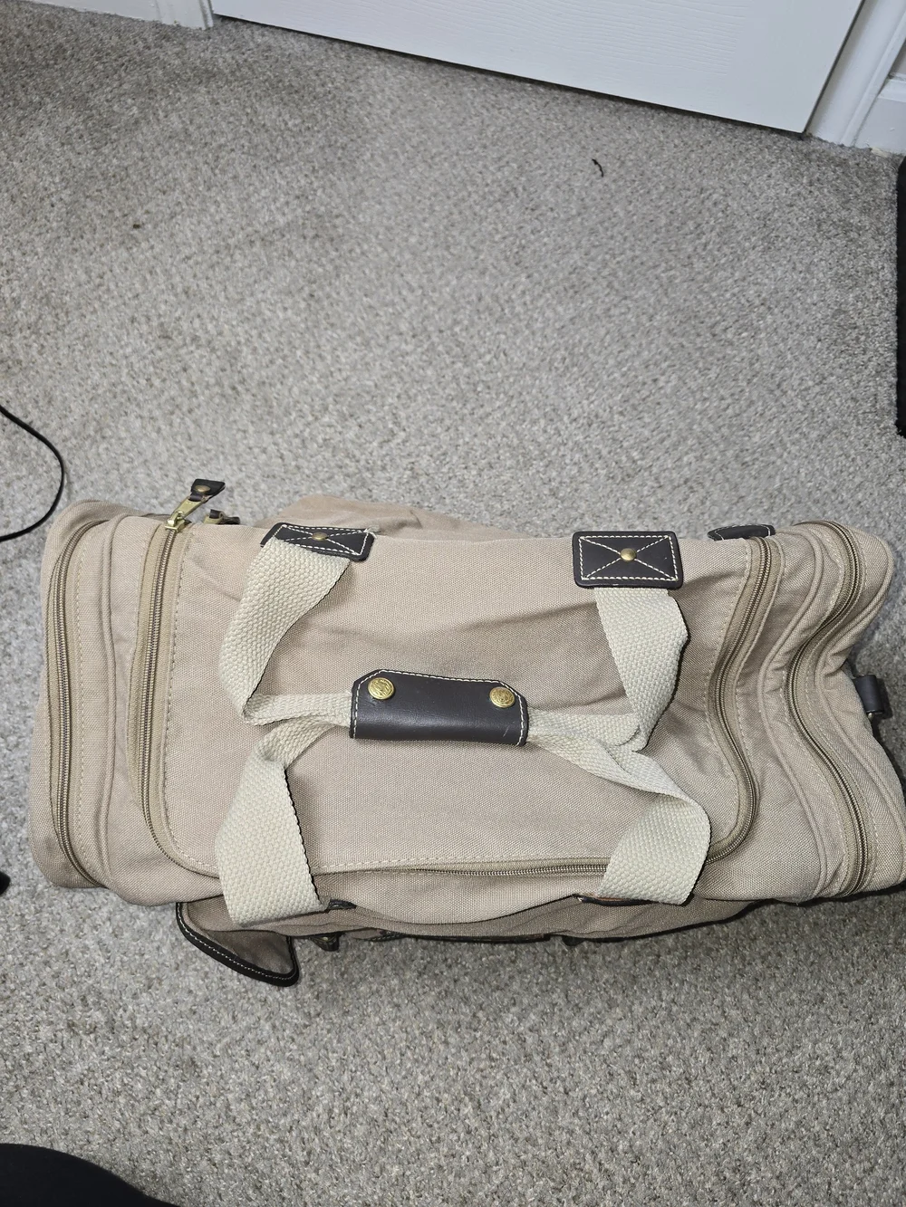 VTG Mulholland Brothers Eddie Bauer & Ford CollabTan Canvas & Leather Duffle Bag